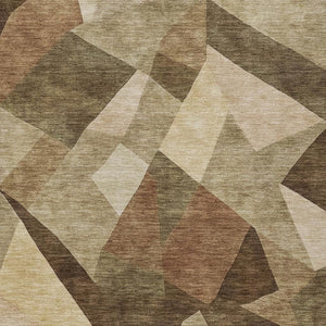 HomeRoots 9' X 12' Abstract Washable Rug – Stylish Brown & Beige Design for Indoor & Outdoor Spaces, Durable & Easy Care 689483