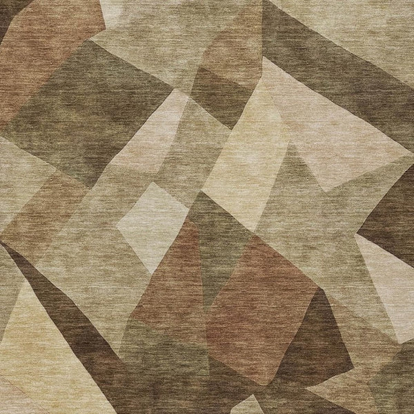 HomeRoots 9' X 12' Abstract Washable Rug – Stylish Brown & Beige Design for Indoor & Outdoor Spaces, Durable & Easy Care 689483