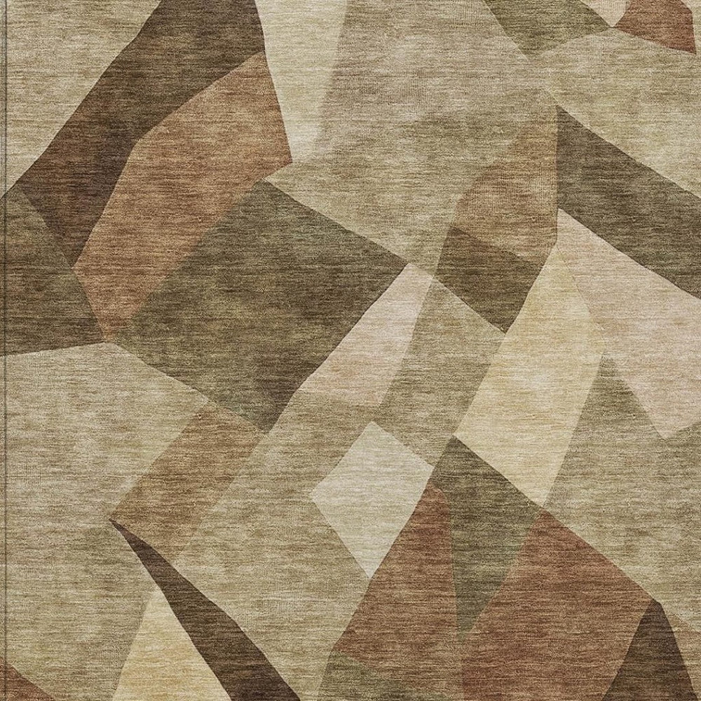 HomeRoots 10' Brown and Beige Abstract Area Rug - Washable, Durable, Stylish for Indoor & Outdoor Spaces! 689484