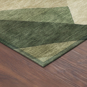 HomeRoots 8' Green and Beige Round Abstract Area Rug - Stylish, Washable, Durable for Indoor & Outdoor Spaces 689487