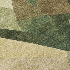 HomeRoots 8' Green and Beige Round Abstract Area Rug - Stylish, Washable, Durable for Indoor & Outdoor Spaces 689487