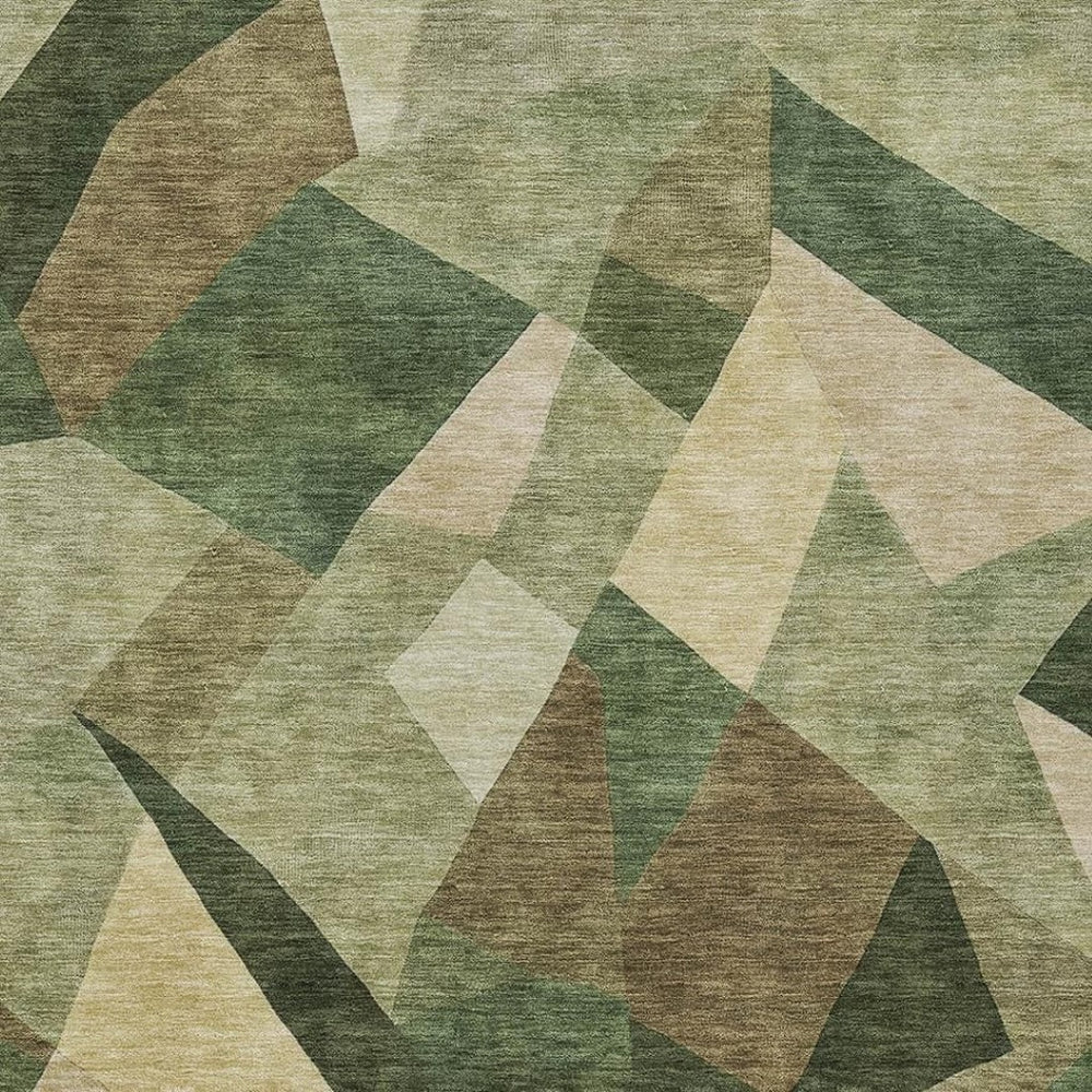 HomeRoots 8' X 10' Stylish Green and Beige Abstract Indoor-Outdoor Area Rug – Durable, Washable, Versatile Design! 689488