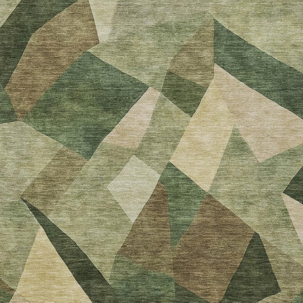 HomeRoots 8' X 10' Stylish Green and Beige Abstract Indoor-Outdoor Area Rug – Durable, Washable, Versatile Design! 689488