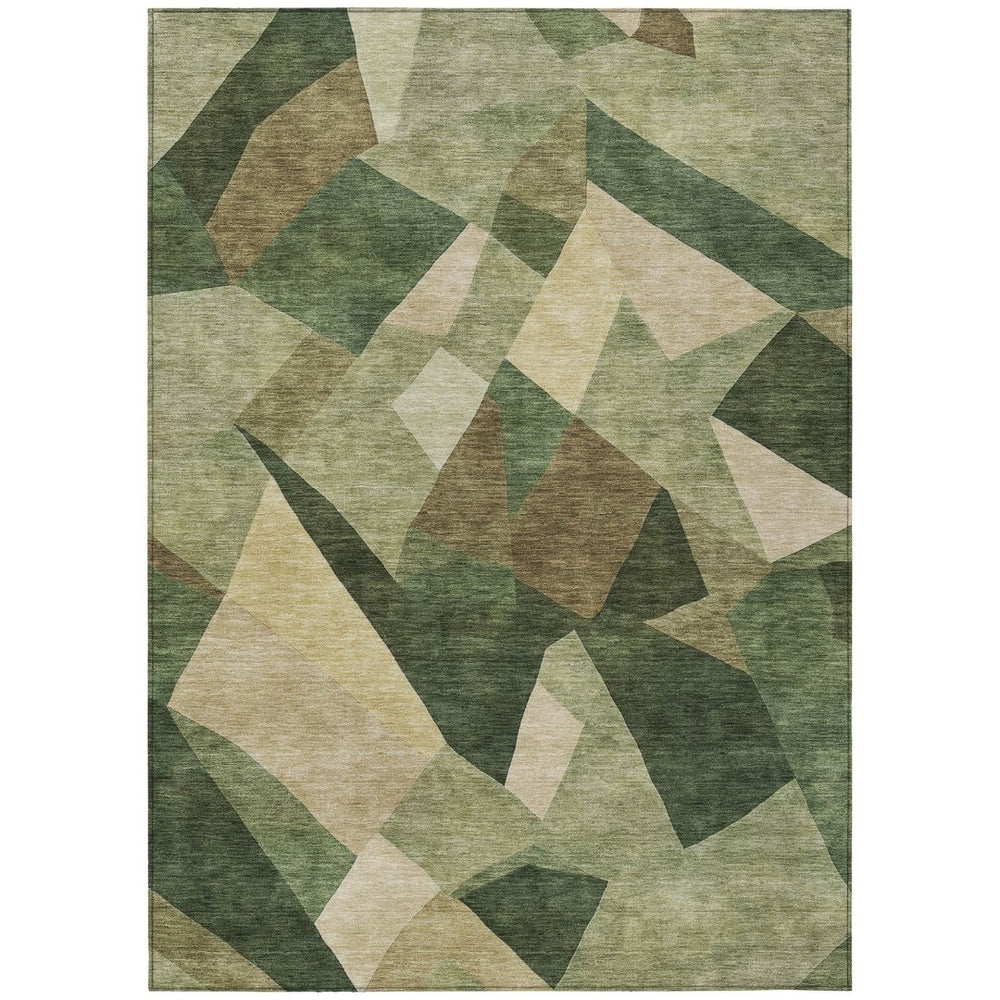 HomeRoots 8' X 10' Stylish Green and Beige Abstract Indoor-Outdoor Area Rug – Durable, Washable, Versatile Design! 689488