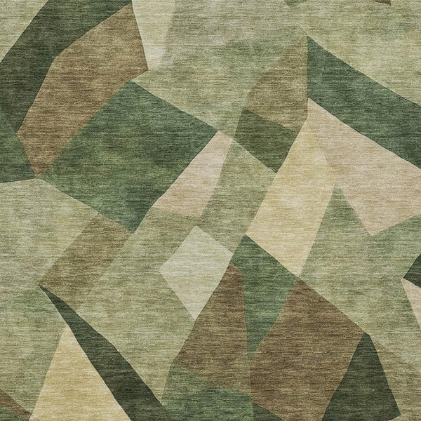 HomeRoots 9' X 12' Indoor Outdoor Area Rug - Modern Green & Beige Abstract Design, Durable & Washable Comfort 689489