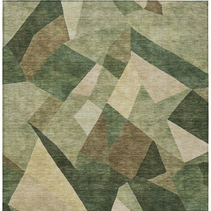 HomeRoots 10' Green and Beige Abstract Area Rug – Washable, Durable, and Stylish for Indoor & Outdoor Use! 689490