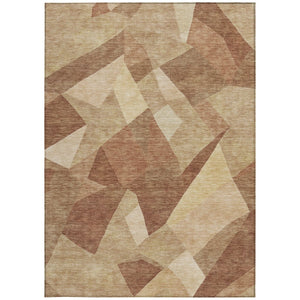 HomeRoots 5' X 8' Abstract Rust and Beige Area Rug - Stylish, Washable, Indoor/Outdoor, Stain-Resistant Design! 689492