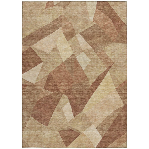 HomeRoots 5' X 8' Abstract Rust and Beige Area Rug - Stylish, Washable, Indoor/Outdoor, Stain-Resistant Design! 689492