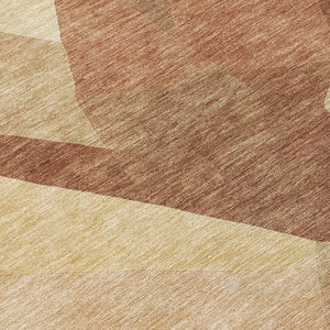HomeRoots 8' Round Abstract Washable Rug in Rust & Beige – Modern Indoor/Outdoor Accent for High Traffic Areas 689493