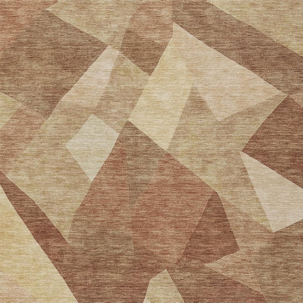 HomeRoots 8' X 10' Abstract Indoor-Outdoor Area Rug in Rust & Beige - Washable, Durable, and Versatile Decor 689494