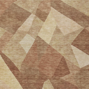 HomeRoots 8' X 10' Abstract Indoor-Outdoor Area Rug in Rust & Beige - Washable, Durable, and Versatile Decor 689494