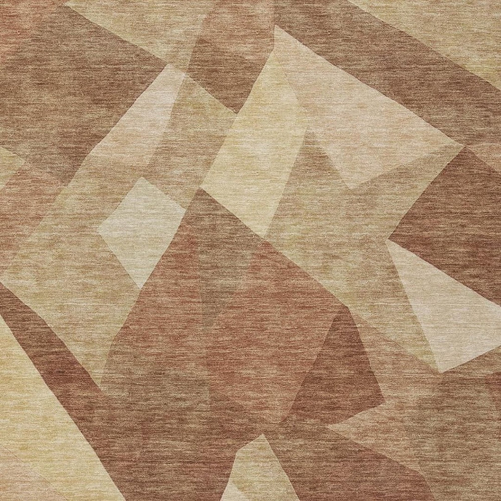 HomeRoots 9' X 12' Washable Rust and Beige Abstract Area Rug for Indoor/Outdoor Use - Durable, Stylish Design 689495