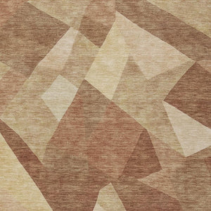 HomeRoots 9' X 12' Washable Rust and Beige Abstract Area Rug for Indoor/Outdoor Use - Durable, Stylish Design 689495