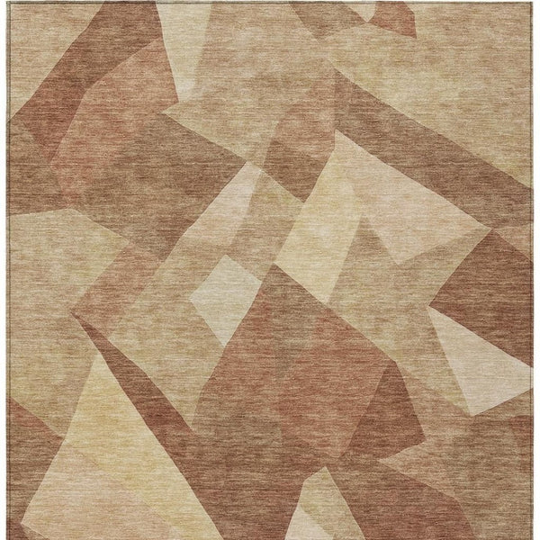 HomeRoots 9' X 12' Washable Rust and Beige Abstract Area Rug for Indoor/Outdoor Use - Durable, Stylish Design 689495
