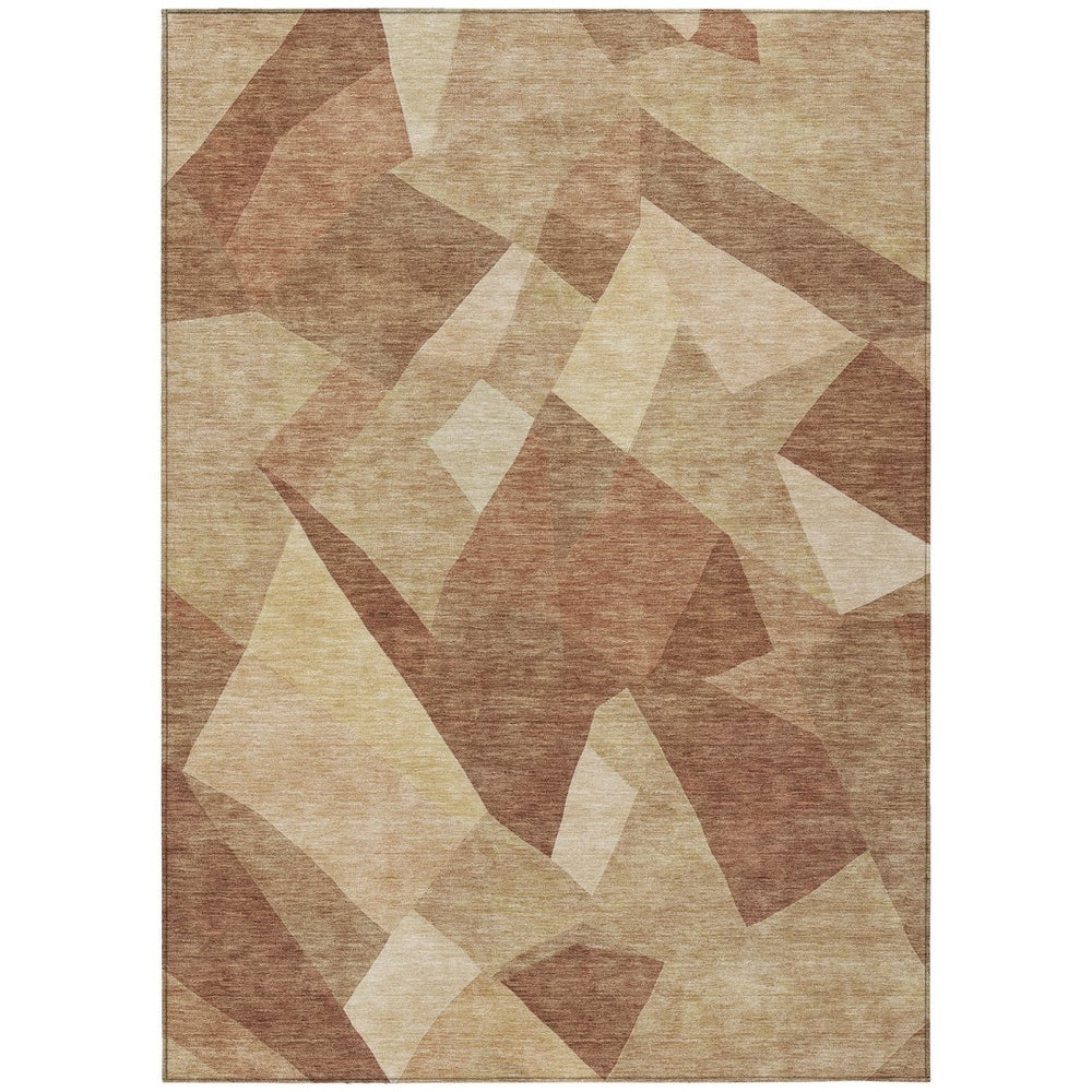 HomeRoots 9' X 12' Washable Rust and Beige Abstract Area Rug for Indoor/Outdoor Use - Durable, Stylish Design 689495