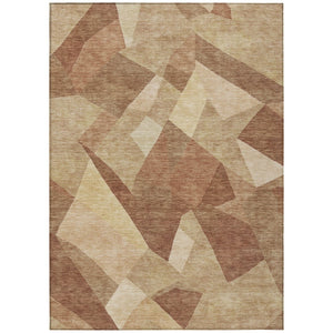 HomeRoots 9' X 12' Washable Rust and Beige Abstract Area Rug for Indoor/Outdoor Use - Durable, Stylish Design 689495