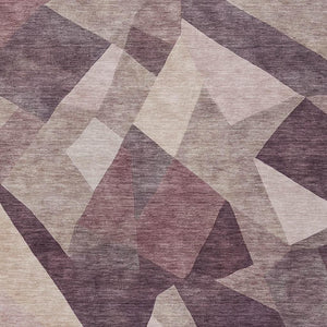 HomeRoots 5' X 8' Stylish Plum & Beige Abstract Washable Area Rug – Perfect for Indoor & Outdoor Spaces! 689498