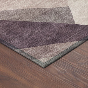 HomeRoots 8' Plum and Beige Abstract Round Area Rug - Durable, Washable, Stylish for Indoor & Outdoor Spaces 689499