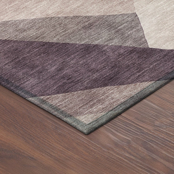 HomeRoots 8' Plum and Beige Abstract Round Area Rug - Durable, Washable, Stylish for Indoor & Outdoor Spaces 689499