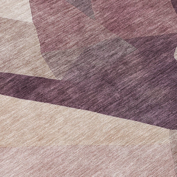HomeRoots 8' Plum and Beige Abstract Round Area Rug - Durable, Washable, Stylish for Indoor & Outdoor Spaces 689499