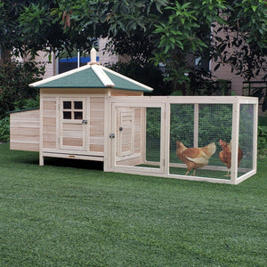 English Elm Pawhut Fir Wood Backyard Chicken Coop with Nesting Box Ramp and Asphalt Roof W2225P229578