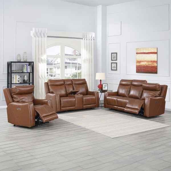 English Elm Steve Silver - Natalia Power Reclining 3-Piece Living Room Set Dark Brown with USB Control, High-Res Foam Comfort B081S00291