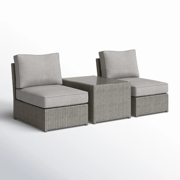 English Elm Fully Assembled 2-Piece Wicker Outdoor Seating Set With Cushions For Stylish Patio Comfort B120S00212