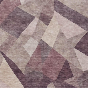HomeRoots 8' X 10' Stylish Plum and Beige Abstract Area Rug – Machine Washable for Indoor and Outdoor Use! 689500