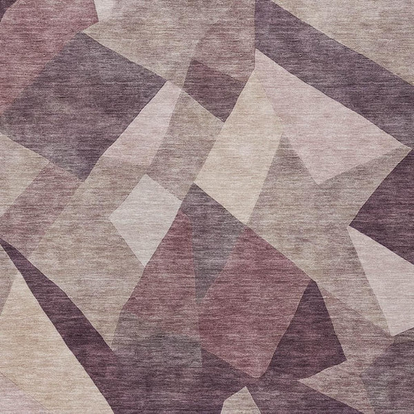 HomeRoots 8' X 10' Stylish Plum and Beige Abstract Area Rug – Machine Washable for Indoor and Outdoor Use! 689500