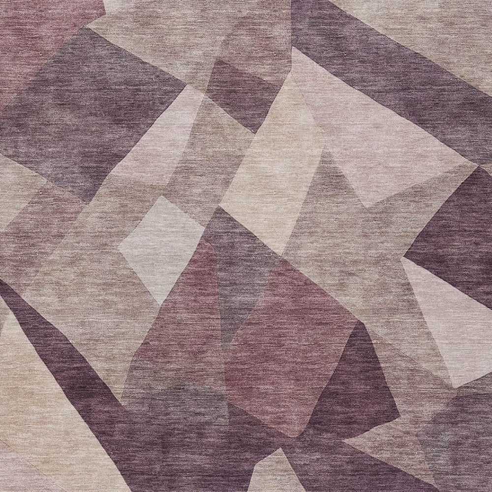 HomeRoots 10' X 14' Plum and Beige Abstract Washable Area Rug – Stylish, Durable, Indoor/Outdoor Comfort Solution 689502