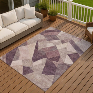 HomeRoots 10' X 14' Plum and Beige Abstract Washable Area Rug – Stylish, Durable, Indoor/Outdoor Comfort Solution 689502