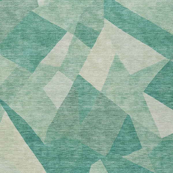 HomeRoots 5' Teal Blue and Ivory Abstract Area Rug - Durable, Washable, Stylish for Indoor & Outdoor Spaces! 689504