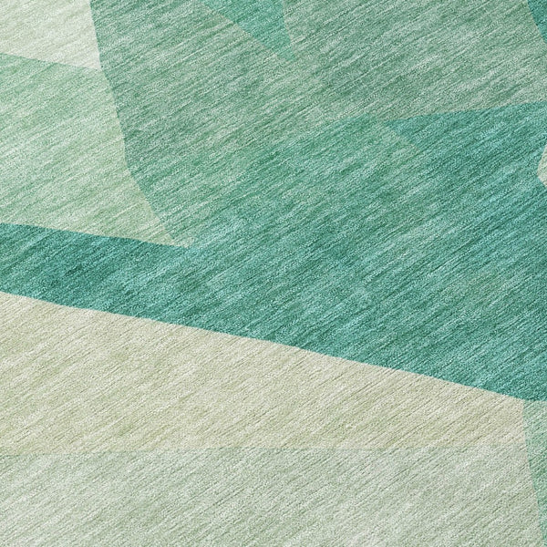 HomeRoots 8' Teal Blue and Ivory Round Abstract Rug – Stylish, Durable, Washable for Indoor & Outdoor Use 689505