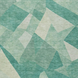 HomeRoots 8' X 10' Teal Blue and Ivory Abstract Area Rug - Durable, Washable, Perfect for Indoor/Outdoor Use! 689506