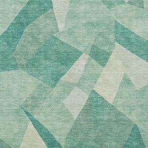 HomeRoots 9' X 12' Teal Blue and Ivory Abstract Rug – Stylish, Washable, Durable for Indoor & Outdoor Spaces! 689507
