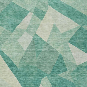 HomeRoots 10' Teal Blue & Ivory Abstract Washable Area Rug - Modern, Durable Design for Indoor & Outdoor Use 689508