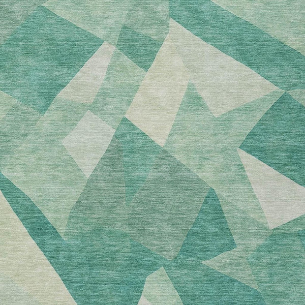HomeRoots 10' Teal Blue & Ivory Abstract Washable Area Rug - Modern, Durable Design for Indoor & Outdoor Use 689508