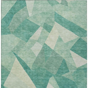 HomeRoots 10' Teal Blue & Ivory Abstract Washable Area Rug - Modern, Durable Design for Indoor & Outdoor Use 689508