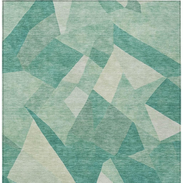 HomeRoots 10' Teal Blue & Ivory Abstract Washable Area Rug - Modern, Durable Design for Indoor & Outdoor Use 689508