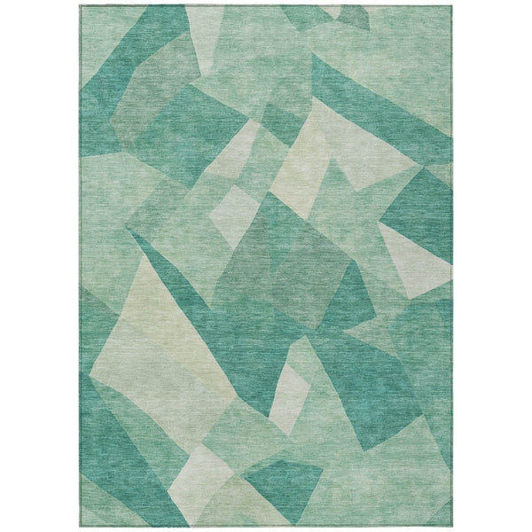 HomeRoots 10' Teal Blue & Ivory Abstract Washable Area Rug - Modern, Durable Design for Indoor & Outdoor Use 689508