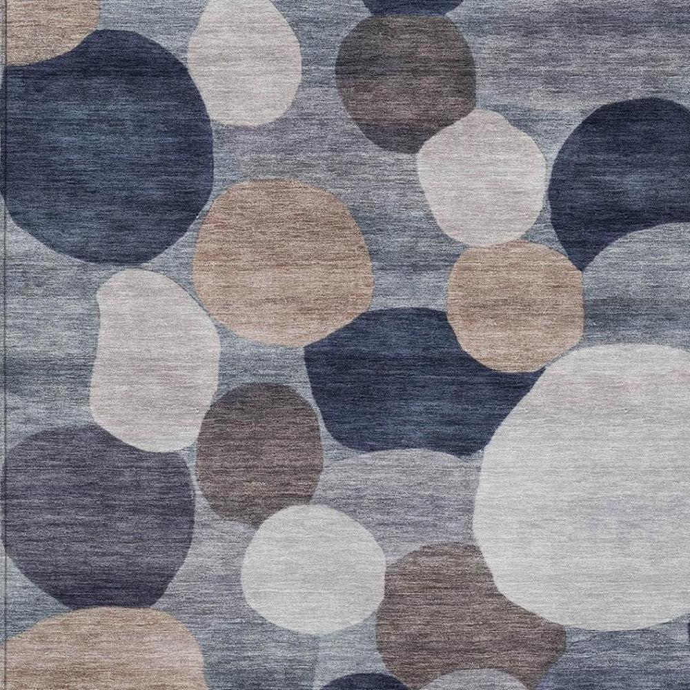 HomeRoots 8' x 10' Geometric Washable Area Rug in Blue, Beige, and Gray - Perfect for Indoor/Outdoor Spaces! 689514