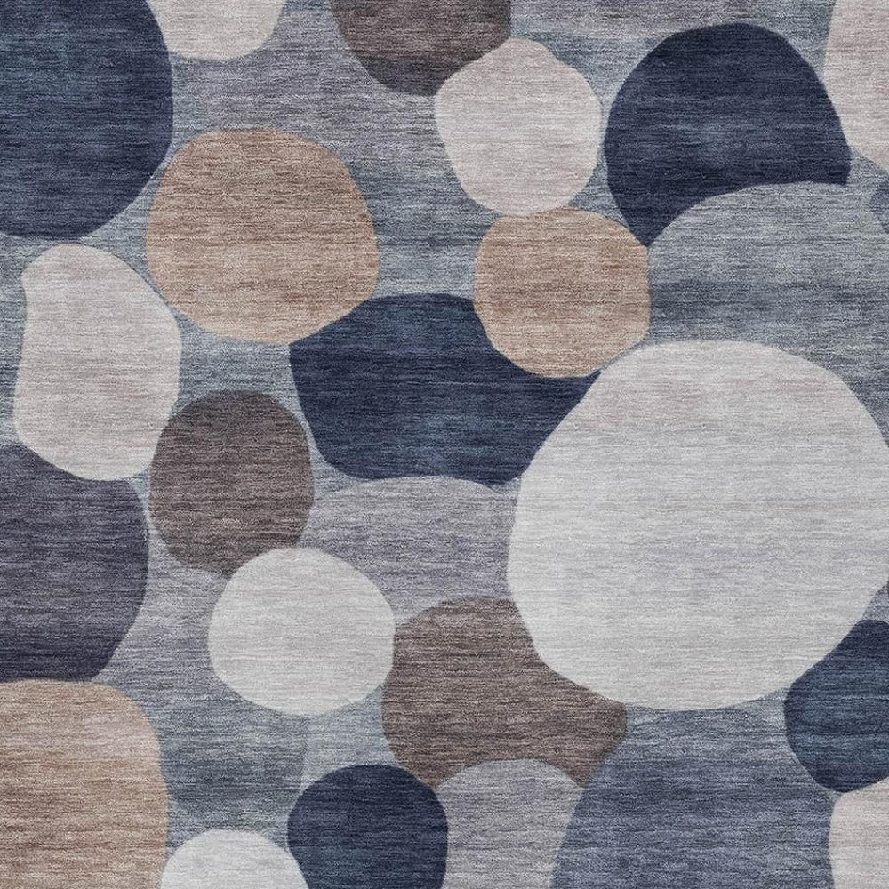 HomeRoots 10' Blue Beige Gray Geometric Washable Area Rug - Durable Indoor/Outdoor Décor for Any Space! 689516