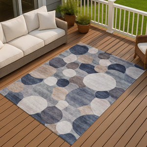HomeRoots 10' Blue Beige Gray Geometric Washable Area Rug - Durable Indoor/Outdoor Décor for Any Space! 689516