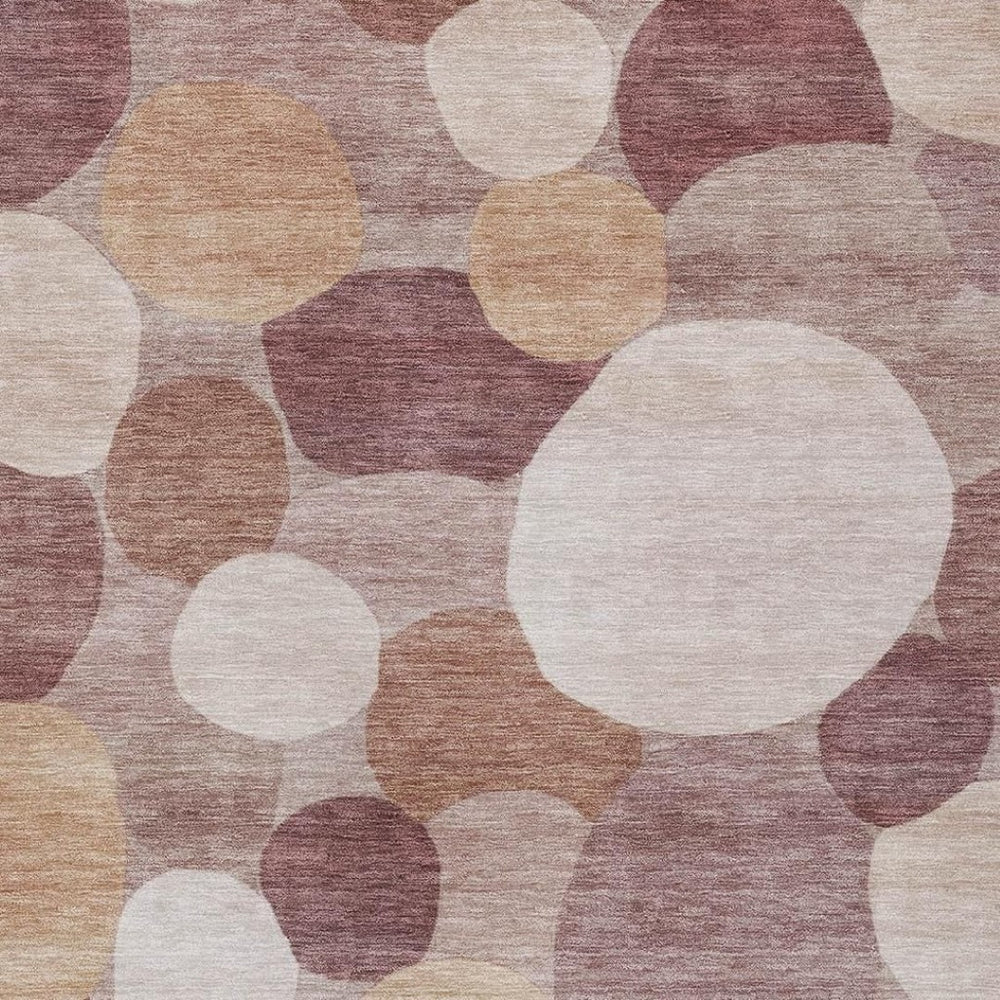 HomeRoots 5' X 8' Blush and Beige Geometric Washable Area Rug for Indoor/Outdoor Spaces - Durable & Stylish! 689518