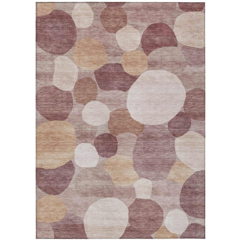 HomeRoots 5' X 8' Blush and Beige Geometric Washable Area Rug for Indoor/Outdoor Spaces - Durable & Stylish! 689518