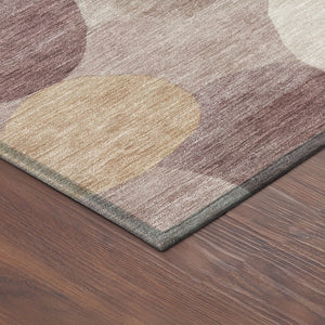 HomeRoots 8' Blush and Beige Round Geometric Rug - Durable, Washable, Stylish for Indoor & Outdoor Spaces! 689519