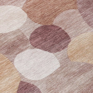 HomeRoots 8' Blush and Beige Round Geometric Rug - Durable, Washable, Stylish for Indoor & Outdoor Spaces! 689519