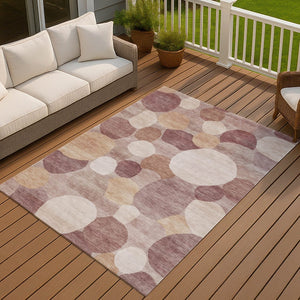 HomeRoots 10' X 14' Blush & Beige Geometric Area Rug - Stylish, Washable, Stain-Resistant for Indoor/Outdoor Use 689522