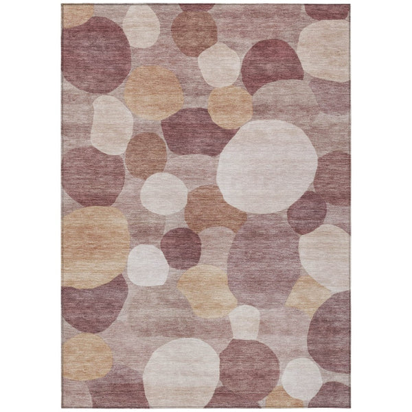 HomeRoots 10' X 14' Blush & Beige Geometric Area Rug - Stylish, Washable, Stain-Resistant for Indoor/Outdoor Use 689522