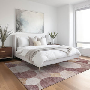HomeRoots 10' X 14' Blush & Beige Geometric Area Rug - Stylish, Washable, Stain-Resistant for Indoor/Outdoor Use 689522